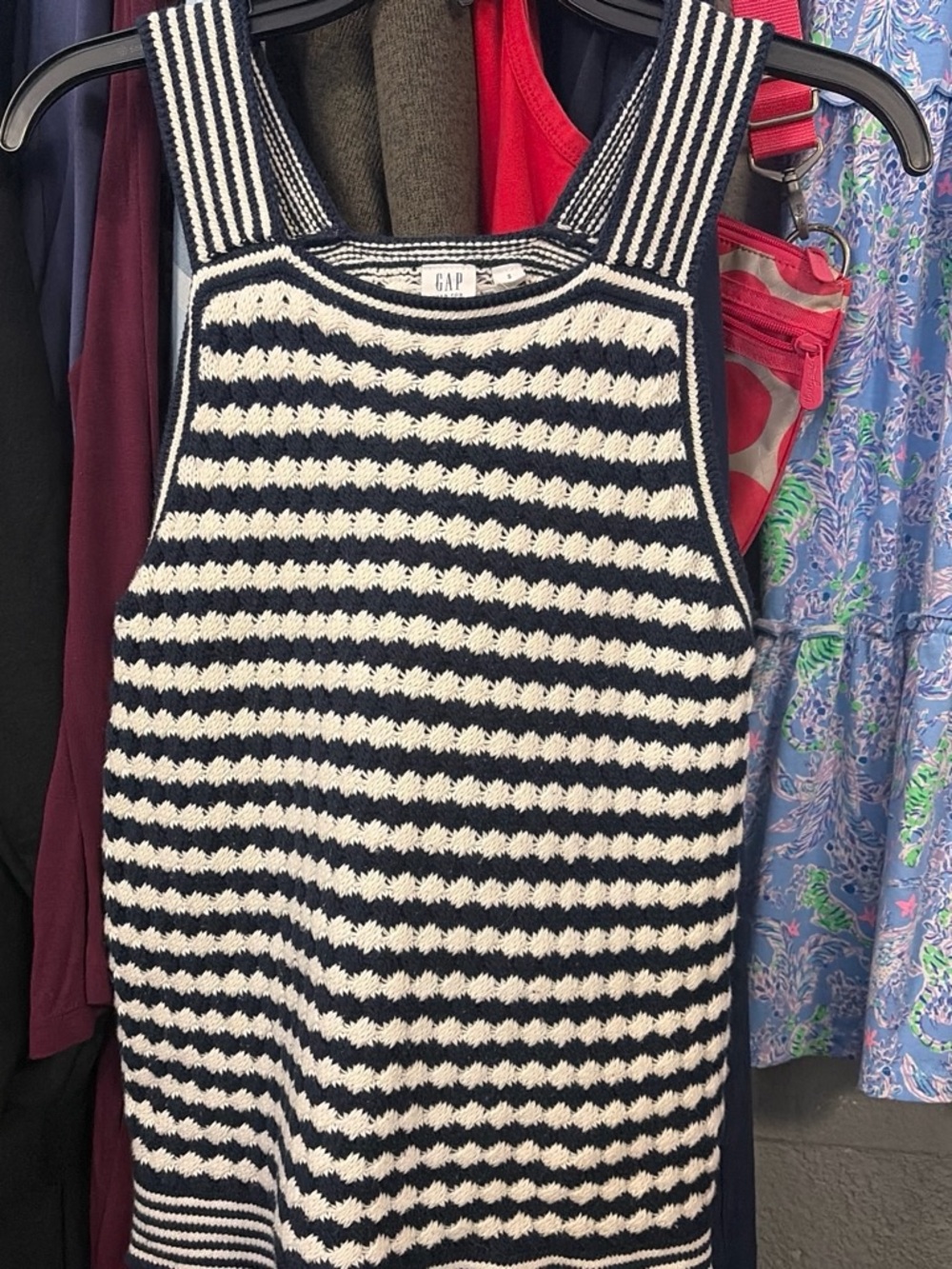 GAP Navy and White Striped Knit Sweater